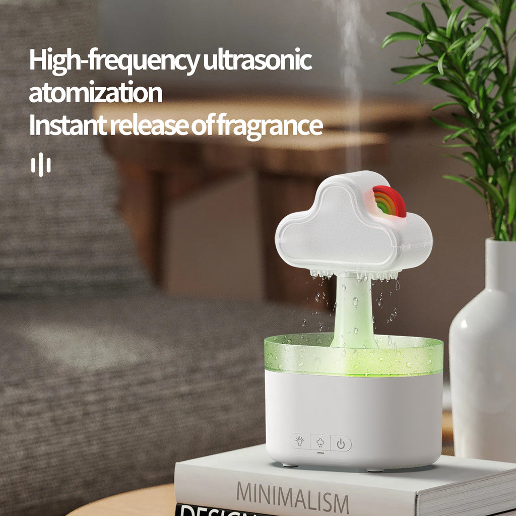 Rain Cloud Humidifier Pro - green aromatherapy light mode