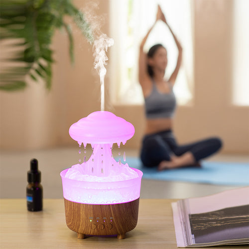 Rain Cloud Humidifier lifestyle - aromatherapy for relaxation and yoga
